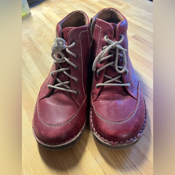 Josef Seibel Red Lace Up Boots 8 EU 39 - Picture 5 of 10